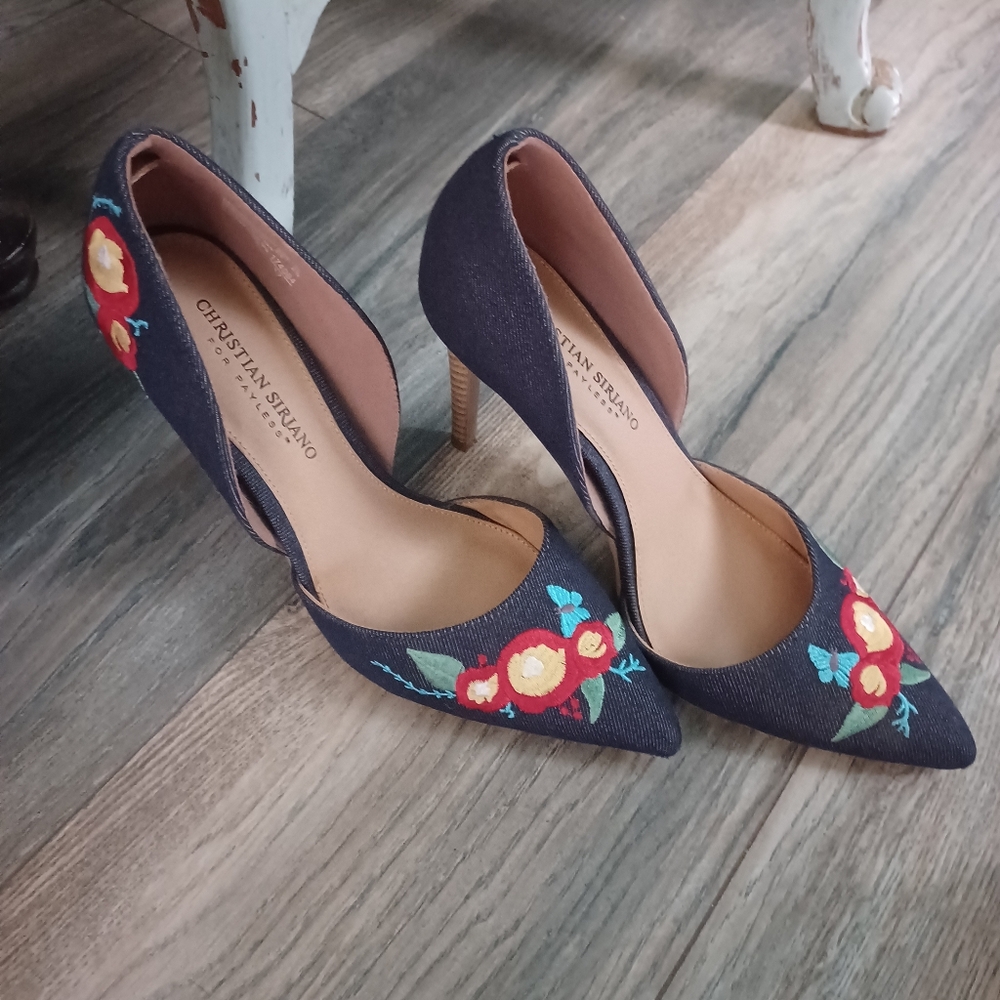 Christian Siriano Women's Floral Embroidered Heels - Black - Picture 2 of 4